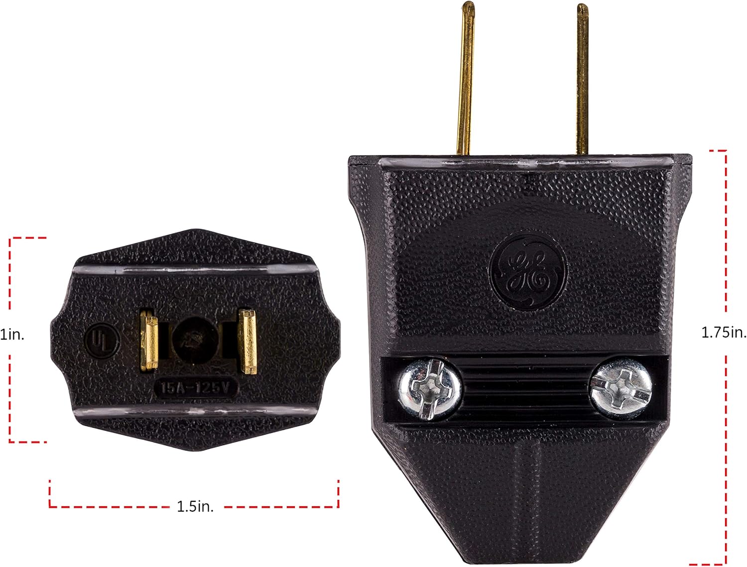 GE 4306-31W5, Black, Household, DIY Repair, Replacement Plug Fix, Ideal for Lamps, TVs and Small Appliances, Indoor Rated, UL Listed, 54268, 1 Pack - Electric Plugs - 