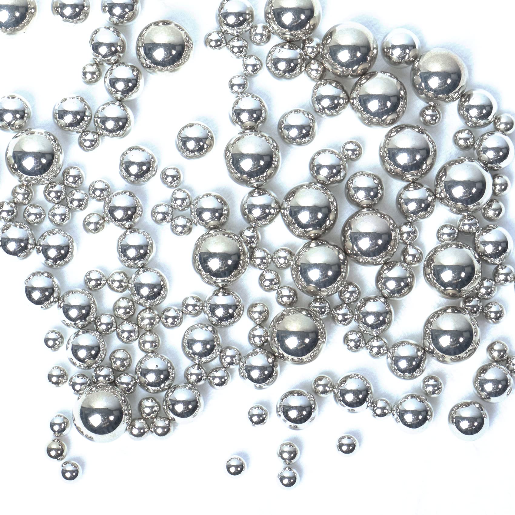 150Pcs Floating Pearls Vase Filler, No Hole Pearl Beads Vase Home Wedding Centerpiece Decor 8/14/20mm, Silver
