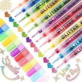 YOUKOYI Nail Art Glitter Markers 12 Metallic Glitter Colors | 0.7mm Fine Tip Paint Pens, Water-Based, Quick-Dry & Waterproof,