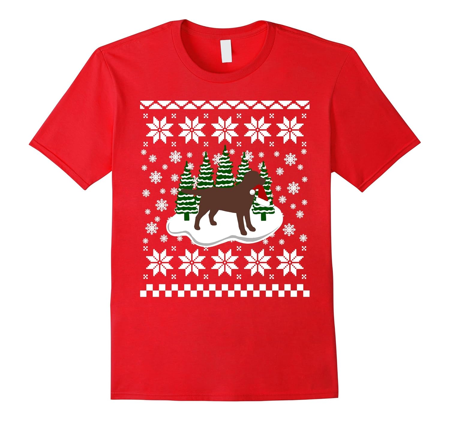 Christmas Chocolate Labrador Evergreen Snowflakes Tshirt-ANZ