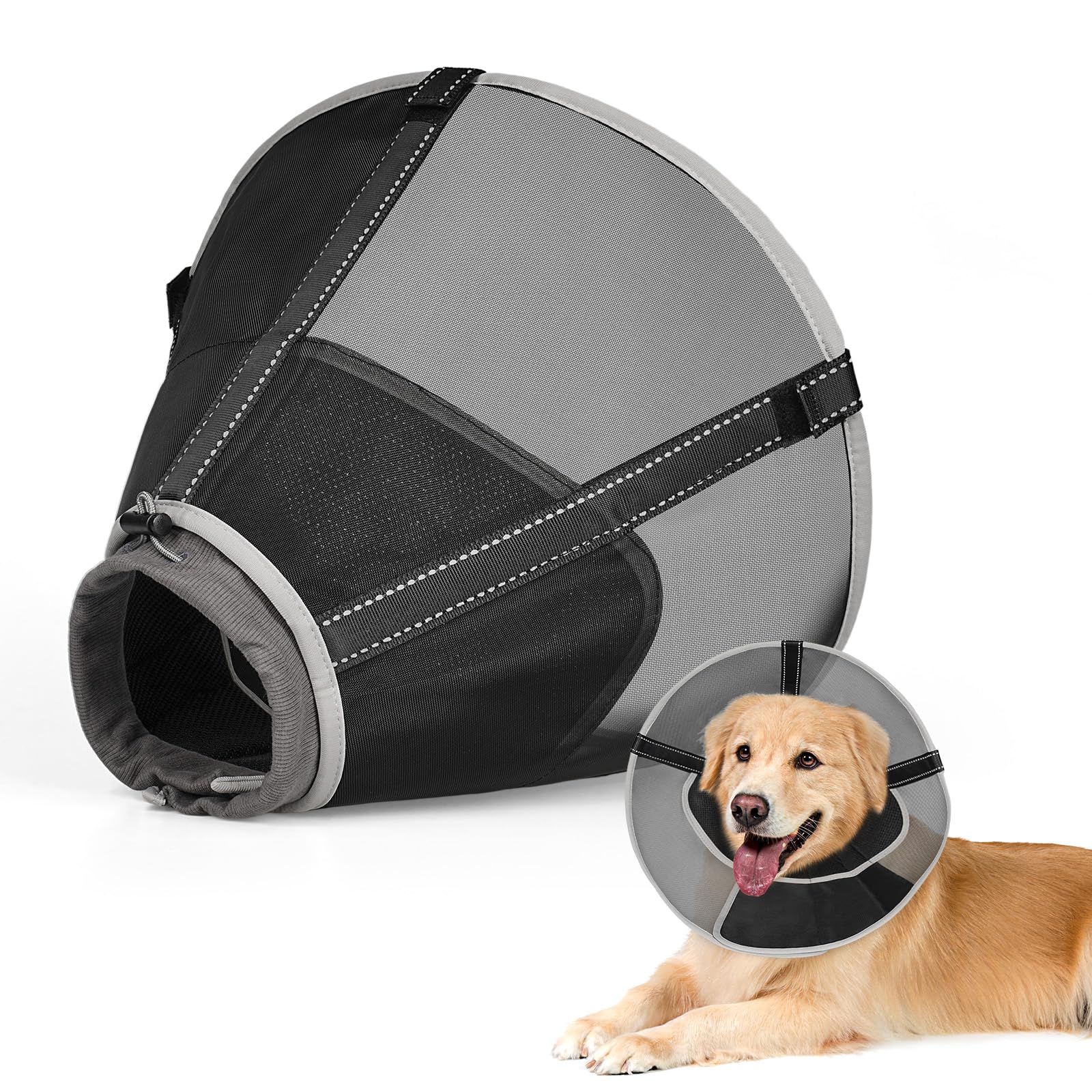 Photo 1 of Joypig Soft Mesh Dog Cone Collar to Stop Licking - Breathable Recovery Collar After Surgery for Large Medium Small Dogs, Alternative to Elizabeth Cone of Shame,Pet Head Cone