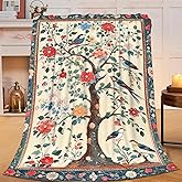 SweetFox Tree and Bird Blanket Tree of Life Decor Throw Blanket Gifts for Girls Boys Super Warm Soft Plush Lightweight Fleece Flannel Winter Couch Bedding Blankets for Kids Adults Women 50"X40"