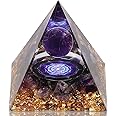 Orgone Pyramid, Orgonite Pyramids with Amethyst Stones, Orgone Generator for Positive Energy, Natural Crystal and Healing Stones Pyramid for Reduce Stress,Meditation,Yoga,Office, Desk Decor(Hexagram)