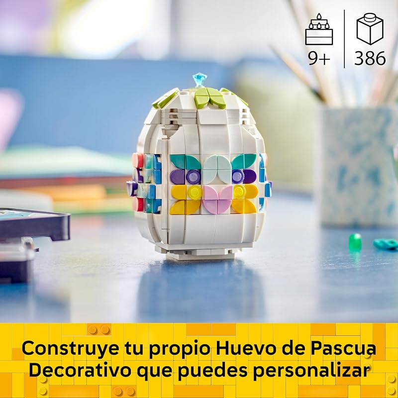 Ovo de Páscoa Decorativo - Decoração de Casa com Coração de Ouro e Pedras Preciosas - Artesanato de Páscoa para Crianças - Presente para Raparigas e Rapazes 9+ Anos - 40816