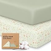 KeaBabies 2-Pack Organic Crib Sheets for Boys, Girls - 52x28 Fitted Crib Mattress Sheet Neutral, Breathable Jersey Cotton Cover for Baby Bed, Toddler Mattress, Soft & Cute Prints (Foxtrot)