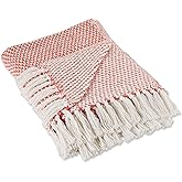 DII Woven Throw Collection 100% Cotton, Basketweave, 50x60, Spice