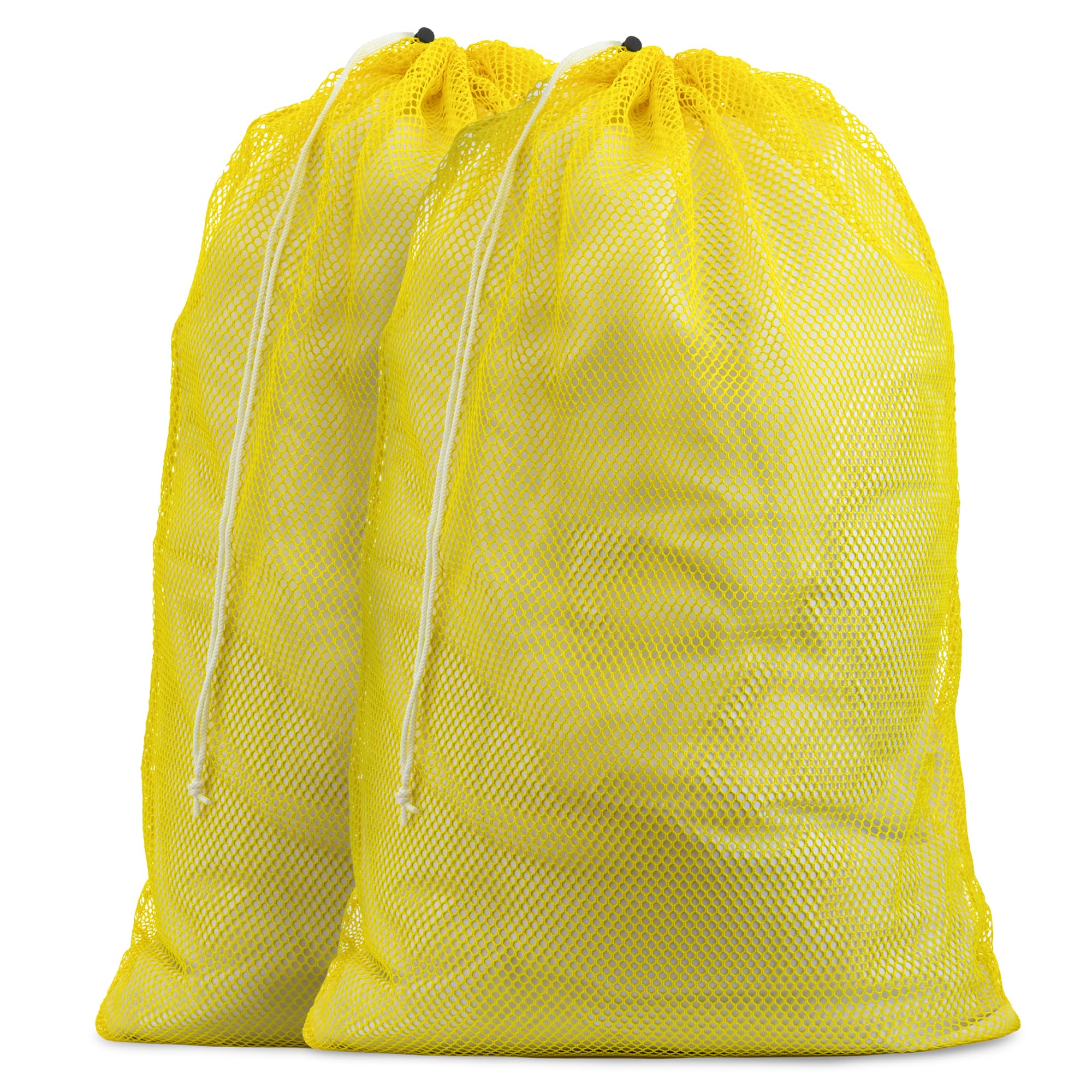 Commercial Mesh Laundry Bag - Sturdy Mesh Material with Drawstring Closure. Ideal Machine Washable Mesh Laundry Bag for Factories, College, Dorm and Apartment Dwellers. (24" x 36" | Yellow | 2-Pack)