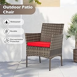 FDW | 4-Piece Patio Furniture Set | Gray & Red