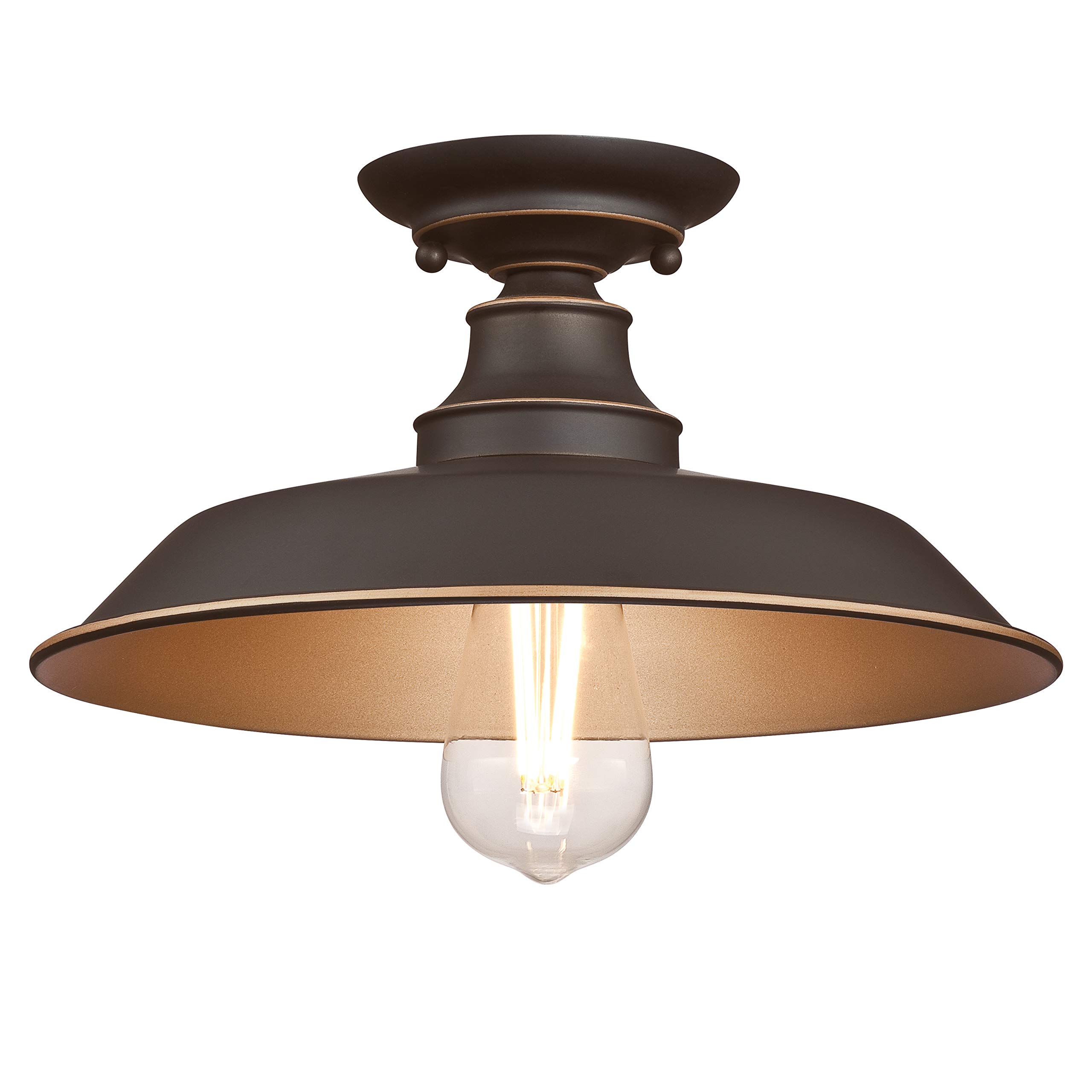 Westinghouse Lighting 63703 Iron Hill 30 cm, One-Light Indoor Semi-Flush Mount Ceiling Fixture, Oil Rubbed Bronze Finish with Highlights