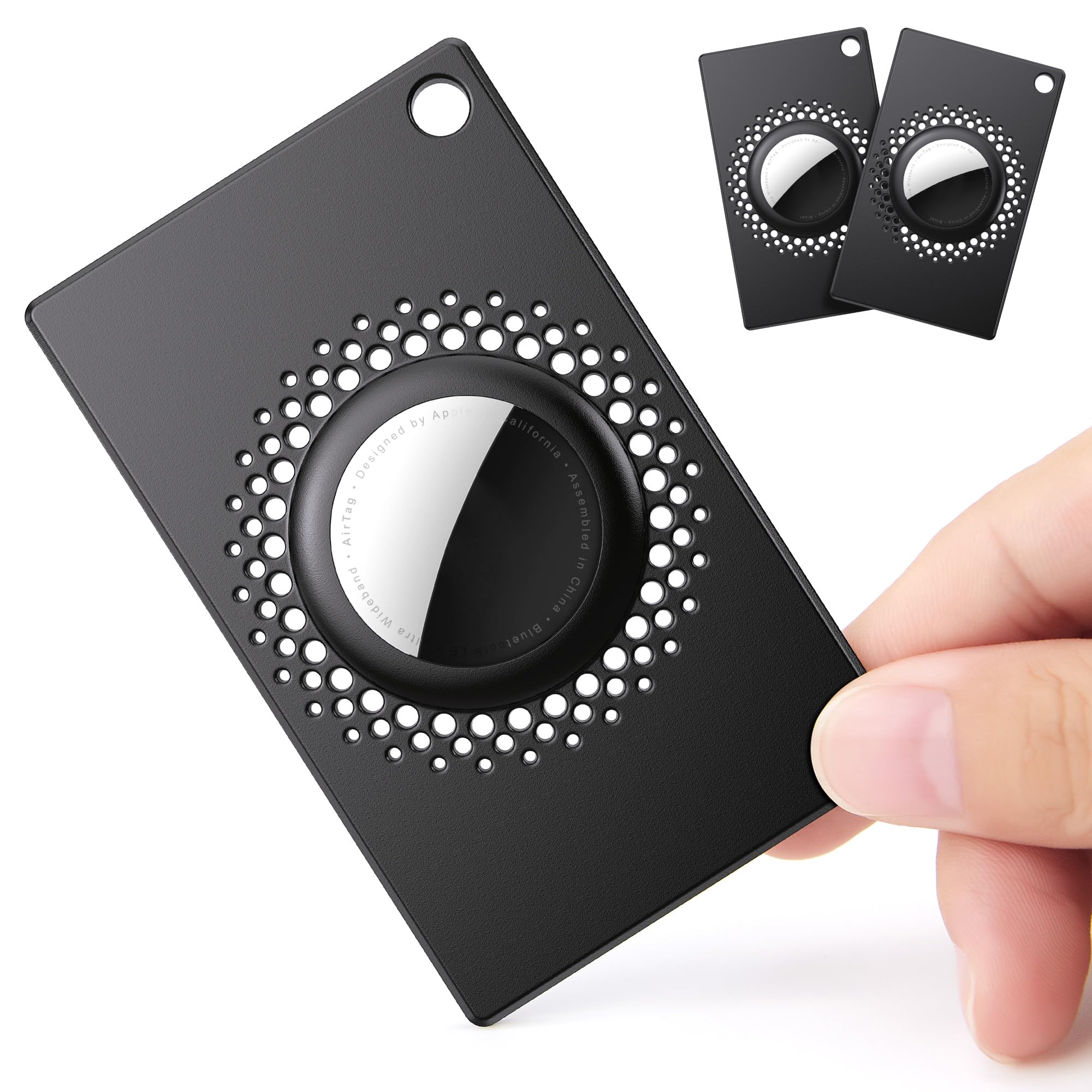 2 Pcs Slim Airtag Wallet Holder, Card Case for Airtags Credit Card Size with Keychain, Slim Safety Anti-Lost for Purse, Backpack, Handbag, Clutch (Black)