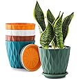REDANT Flower Pots for Plants with Self Watering Planter Insert, 6 Inch Plant Pots with Drainage Holes and Saucers, Planters for Indoor Plants, Perfect for Orchid, Succulent, African Violet, 5 Packs
