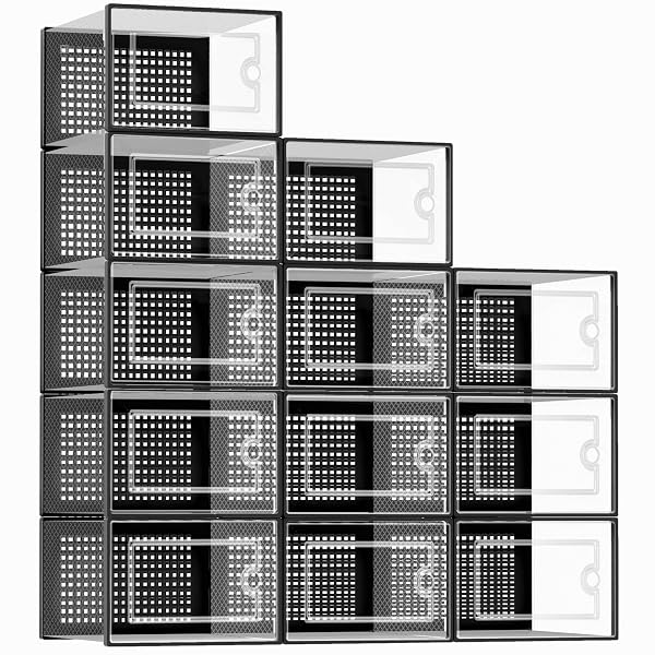 KUJECT X-LARGE SHOE STORAGE BOXES ORGANIZERS CLEAR PLASTIC...