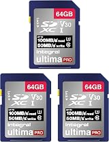 Integral 64GB SDXC Card U3 V30 UHS-I 100MB/s 4K Ultra-HD Memory Card - 3 Pack view 3