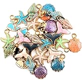 AUEAR, 30 Pack Ocean Starfish Conch Seashell Enamel Charms Pendants for DIY Jewelry Making (Ocean Style 2)