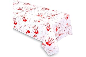 PEIKING Grabo Bloody Zombie Rectangular Tablecloth, 108 x54in, Polyethylene, White, Halloween Party Supplies Decoration