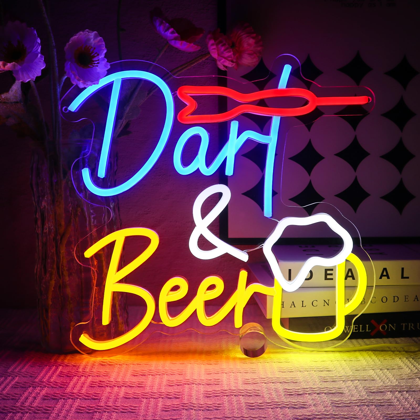 OYCGZV Dart Beer Neon Light Sign - Dart Bar Neon Sign for Wall Decor Beer Bar Neon Wall Light USB Led Sign for Game Zone Shop Window Shop Club Store Business Man Cave
