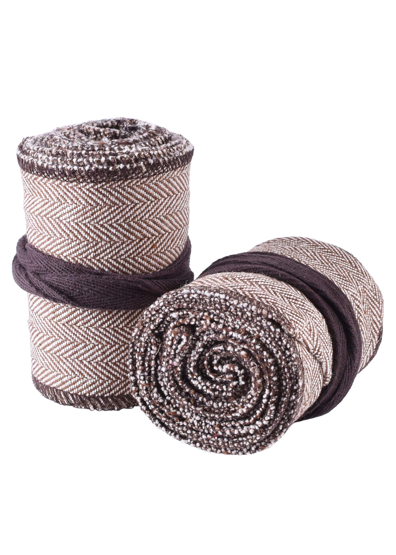 Battle-Merchant 1 Pair Herringbone Calf Wraps / Leg Wraps Brown / Natural 350 x 10 cm