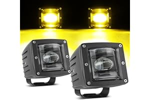 Niking Auto 3'' SAE Yellow Fog Lights LED Pods Cube Light DOT Approved Off Road Driving Lights Square Amber Light Bar Work Fo