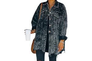Ainangua Women's Oversized Corduroy Shirts Long Sleeve Button Down Retro Jacket Coat Shacket