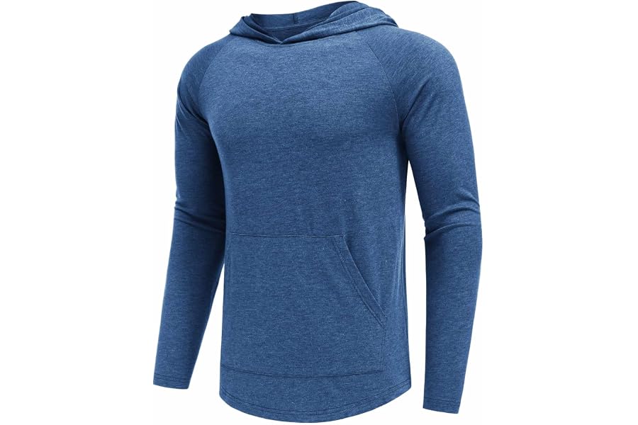 PINSPARK Men's Lightweight Workout Hoodies Pullover Golf Gym Sweatshirt | Soft long sleeve hooded shirt for fall running & gy