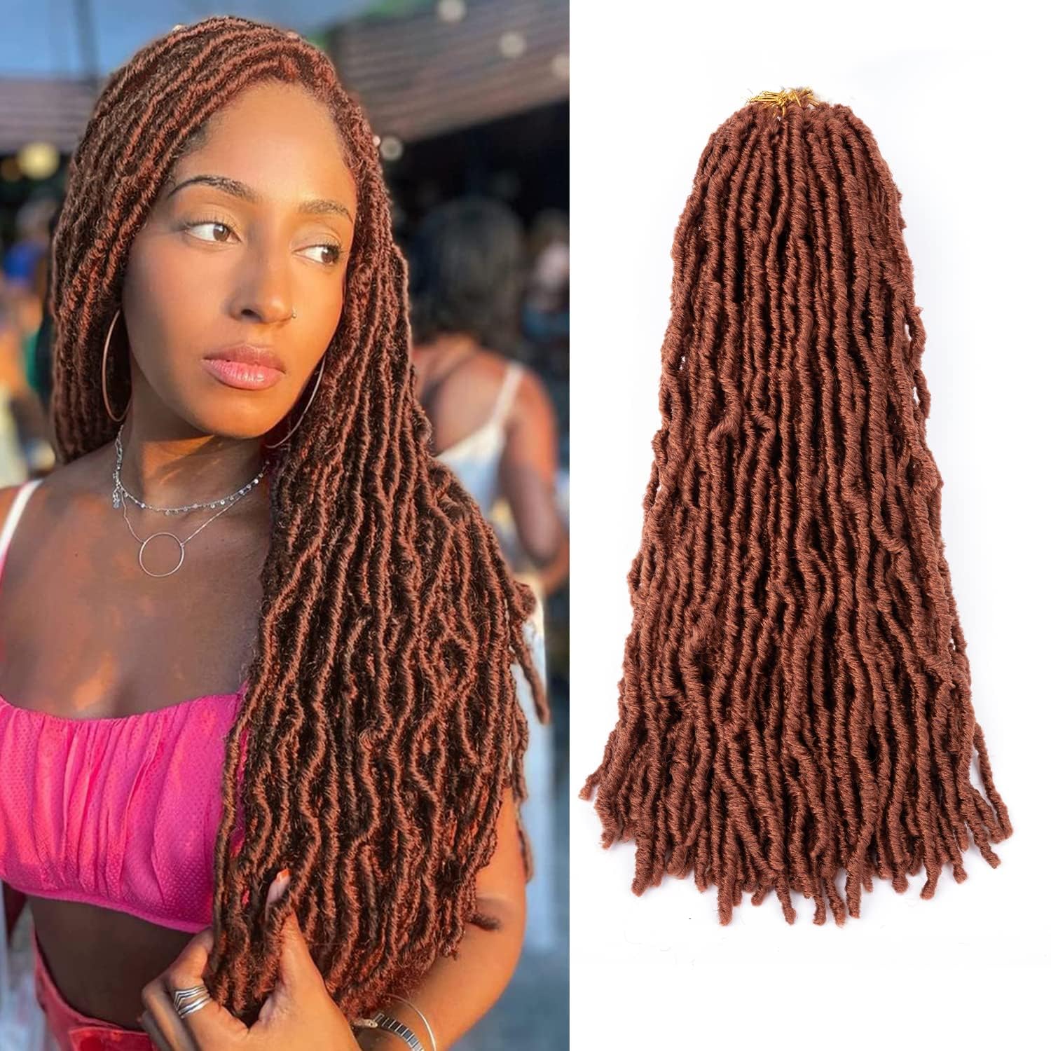 Faux Locs Crochet Hair 12 Inch Soft Locs Curly Wavy 6 Packs/Lot Pre-Looped Faux Locs Goddess Synthetic Fiber Hair Extensions