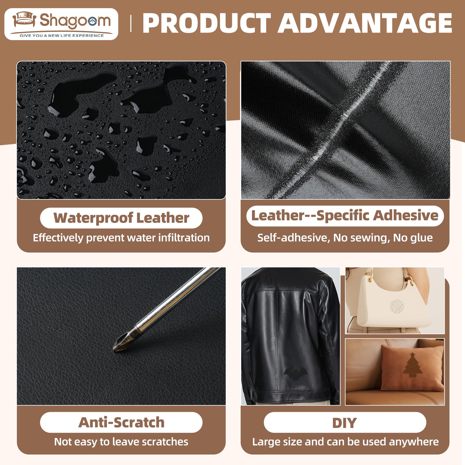Leather Repair Patch, 17X79 Inch Repair Patch Self Adhesive Waterproof, DIY Large Vinyl Patches for Couches, Furniture, Kitchen Cabinets, Wall （Black, 17X79 Inch）