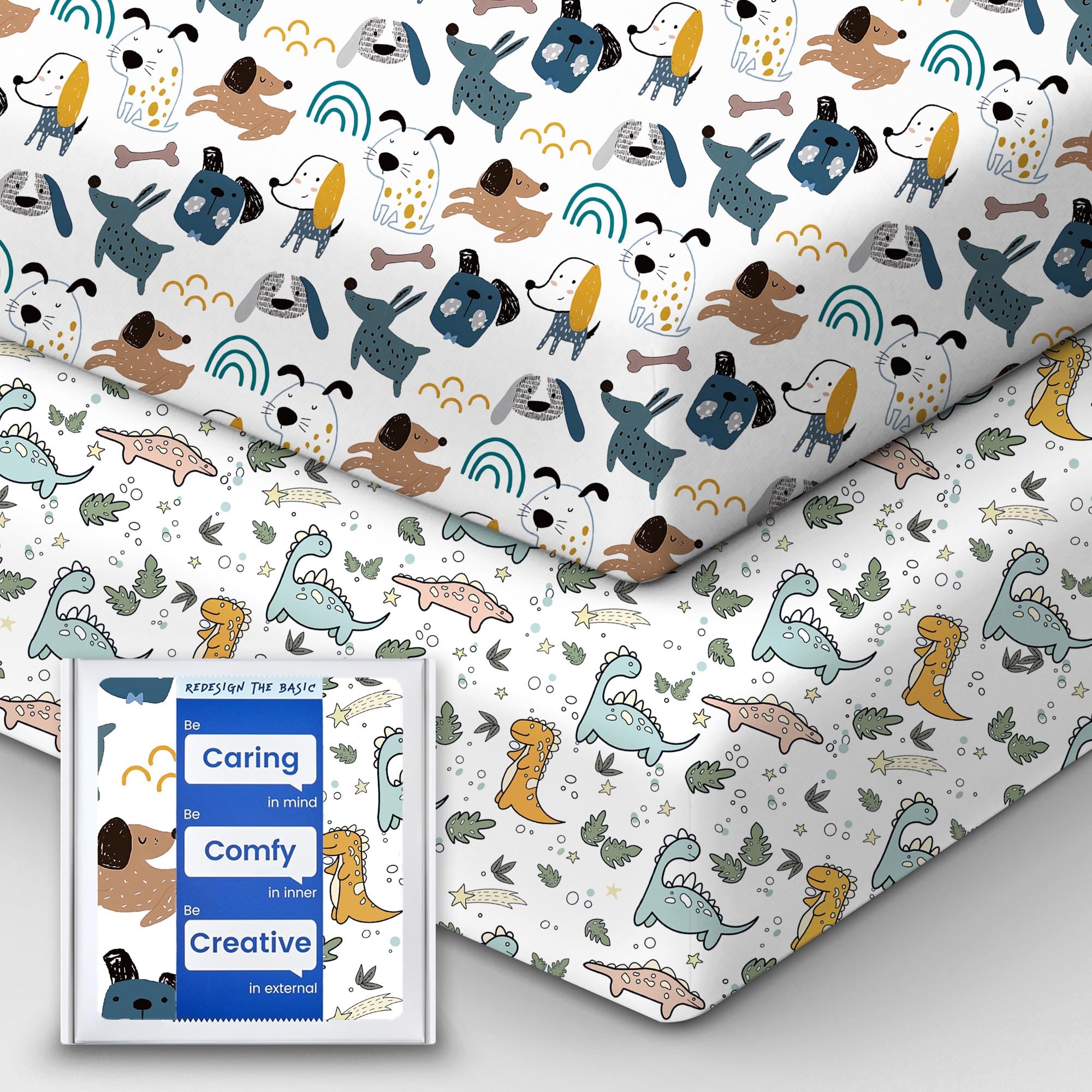 Photo 1 of **FACTORY SEALED** TotBasic Baby Crib Sheets Boy Girl for Standard Crib Mattress - Ultra Soft Jersey Knit Neutral Crib Mattress Sheet, Safe and Snug, Durable, Stylish Crib Sheet Fitted, 28''x52''x9'' Extra Deep Pocket