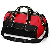 Hiceeden 41cm Wide Mouth Tool Bag, Collapsible Tool Tote with Waterproof Coating and Adjustable Strap, Portable Electrician T