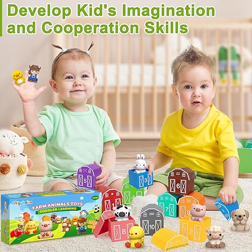 Learning Toys for 1,2,3 Year Old Toddlers, 20Pcs Farm Animals Barn