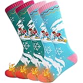 SkiBeaut Kids Ski Socks, 2 Pairs Knee-high Thick Warm Snowboard Skating Skiing Socks for Boys Girls Toddler Youth, Age 3-12