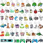50pcs Cute Keychains for Kids Party Favors, Novelty Keychains bulk for Classroom Prizes Backpacks, Cartoon Keyring Birthday Christmas New Year Party Gift, Key Chains Goodie Bag Stuffers Supplies