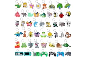 VERYRICH 50pcs Cute Keychains for Kids Party Favors, Novelty Keychains bulk for Classroom Prizes Backpacks, Cartoon Keyring Birthday Christmas New Year Party Gift, Key Chains Goodie Bag Stuffers Supplies