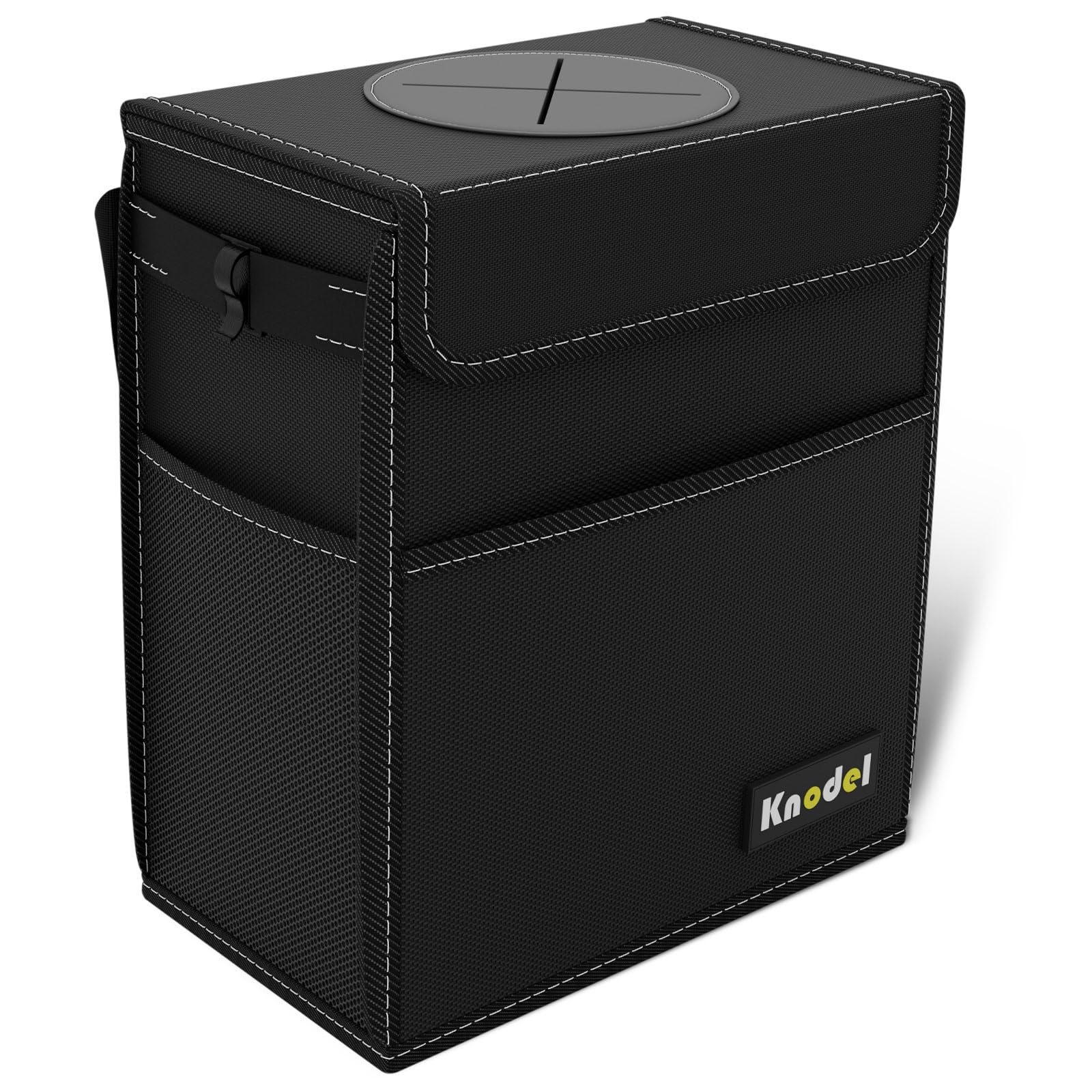 K KNODEL Car Trash Can with Lid, Car Garbage, Bin and Bag (Large, Black)