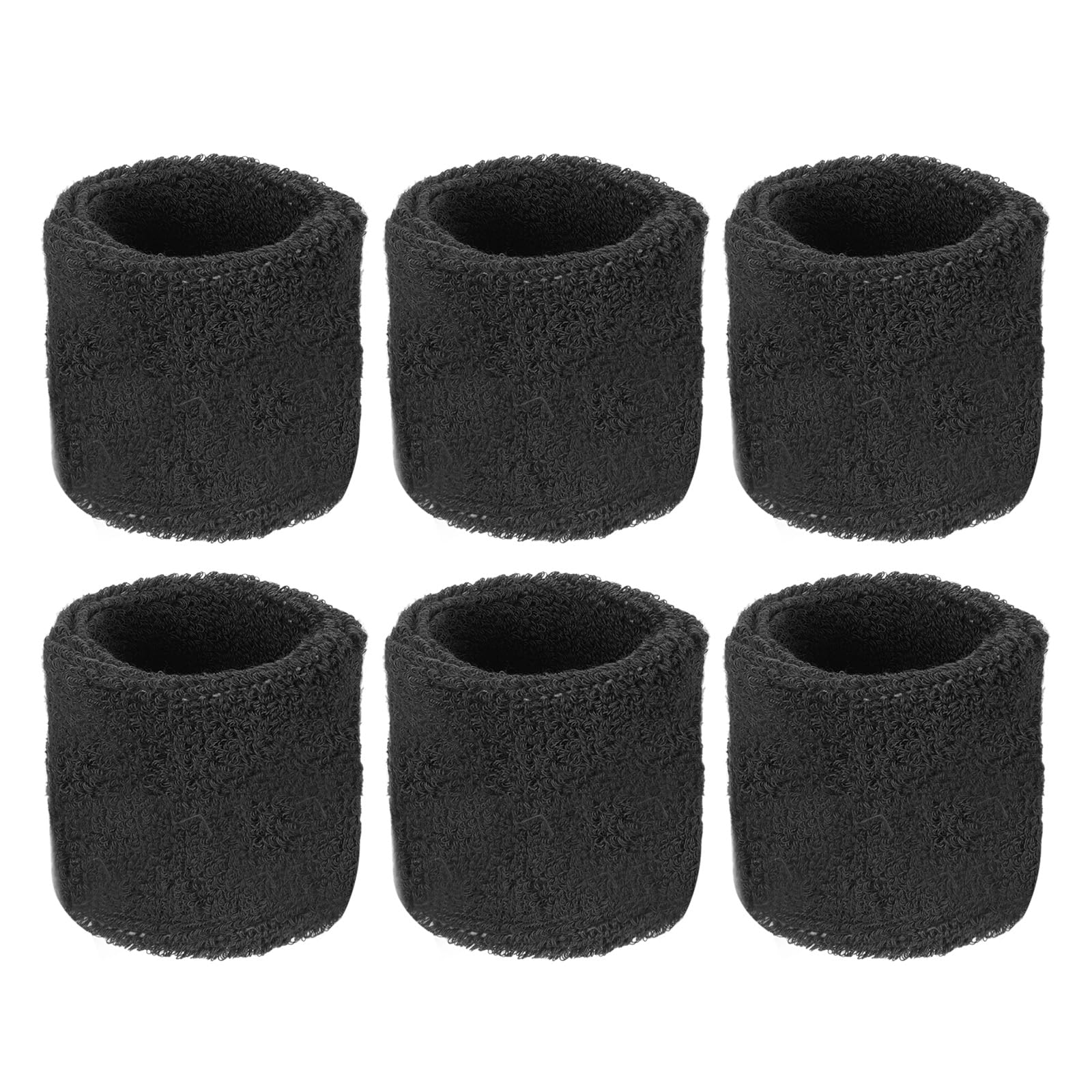 M METERXITY 6 Pack Wrist Brace - Elastic Air-Permeable Cotton Terry Cloth Sweatband, Apply to Tennis/Basketball/Running (8x5cm, Black)