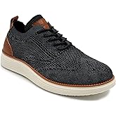 AKADEMIKS Mens Olney Wingtip Knit Oxford, Sleek Breathable Dress Shoes Black, Size 8