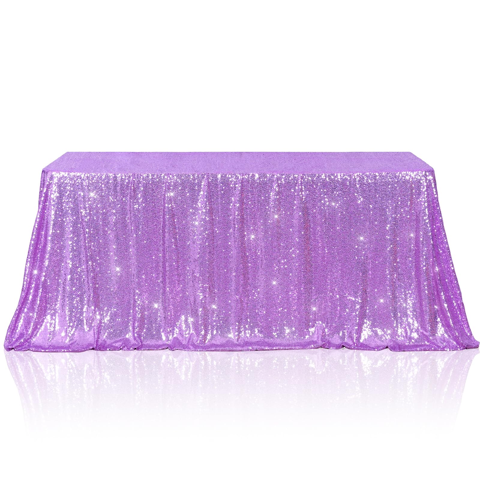 3e Home 50×72'' Rectangle Sequin TableCloth for Party Cake Dessert Table Exhibition Events, Lavender