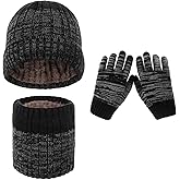 Kid Knit Hat Scarf Glove Set Girls Boys Winter Warm Beanie Cap Snood Neck Warmer Mitten Thermal Set for Age 4-10 Years