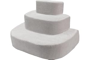 SIEDIHIT Dog Stairs for Small Dogs, Circular Sponge Pet Steps with Non-Slip Bottom for High Beds and Sofa, 3 Steps Dog Stairs Best for Dogs Injured, Older Dogs Cats, Pet with Joint Pain (Beige Grey, 3 Steps)