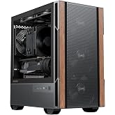 Okinos Genuine Walnut Wood Micro ATX Case, MATX PC Case with 4 &times; 120mm 3 Pin Non-PWM Case Fans Pre-Installed, Temper Glass Side Panel, with Type-C, Black, Cypress 3 Wood