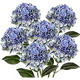 Artificial Blue Hydrangeas Tall Artificial Hydrangea Stems 26" Faux Hydrangea Silk Flowers Fake Hydrangea Resuable for Party,Home,Office Decor, Artificial Flower Perfect for Wedding Decor Gift 6PCS