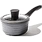 BINO Cookware Nonstick Saucepan with Lid, 1.4 Quart - Matte Grey | THE DIAMOND COLLECTION | Premium Quality Nonstick…