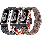 Acortjl Braided Solo Loop Bands Compatible with Fitbit Charge 6/Charge 5, Adjustable Stretchy Nylon Woven Replacement Wristbands for Fitbit Charge 6/Charge 5 for Women Men