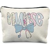 KBRCT Coquette Blue Bow Nurse Makeup Bag for Women, Nurse Appreciation Gifts, Preppy Nursing Medical Cosmetic Bag for Purse, Blue Stethoscope Bow Makeup Zipper Pouch