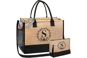 BeeGreen Canvas/Jute Tote Bag Embroidery Birthday Gift for Women Mom Teacher Friend Sister Coworker Wedding Beach Holiday