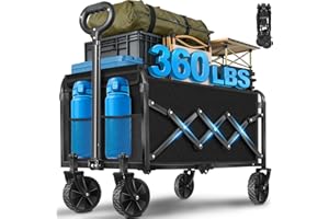 LIAPOTT Wagons Carts Foldable, Collapsible Wagon with Wheels, 360LBS Folding Grocery Wagon Cart for Grocery, Camping, Shopping, Garden, Sports