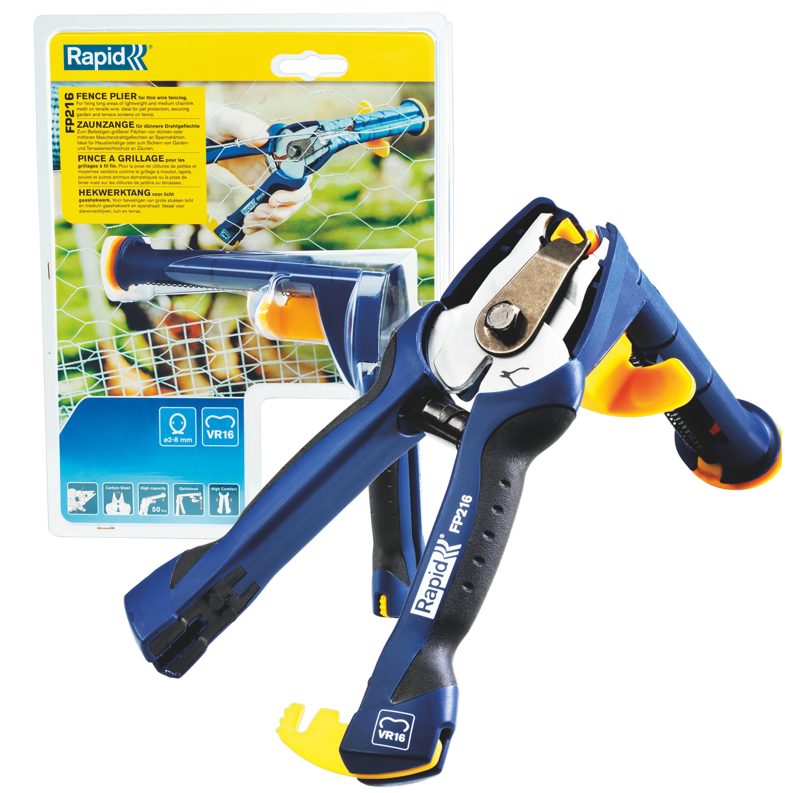 Rapid FP216 Fence Pliers for VR16 Fence Hogrings with High Capacity Magazine, Ergonomic Soft Handle, and Easy Storage Features (23467900)