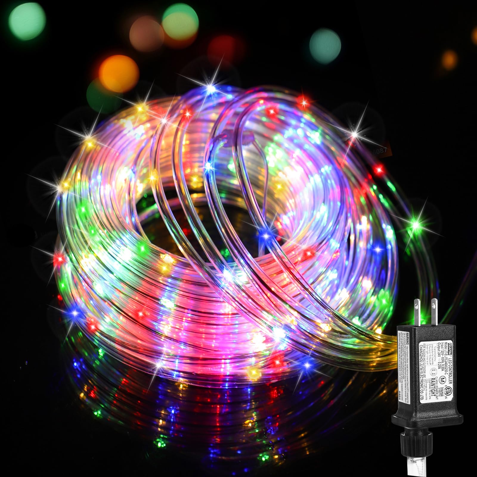 Photo 1 of (New) Rope Lights Outdoor, 33FT 100LED 8 Modes with Plug, Waterproof Tube Lights, Twinkle String Lights for Garden Porch Home Yard Wedding Party New Year Holiday Decoration - Multicolored