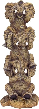 Design Toscano Hear No See No Speak No Evil Stacked Elephants Statue Polyresin view 2