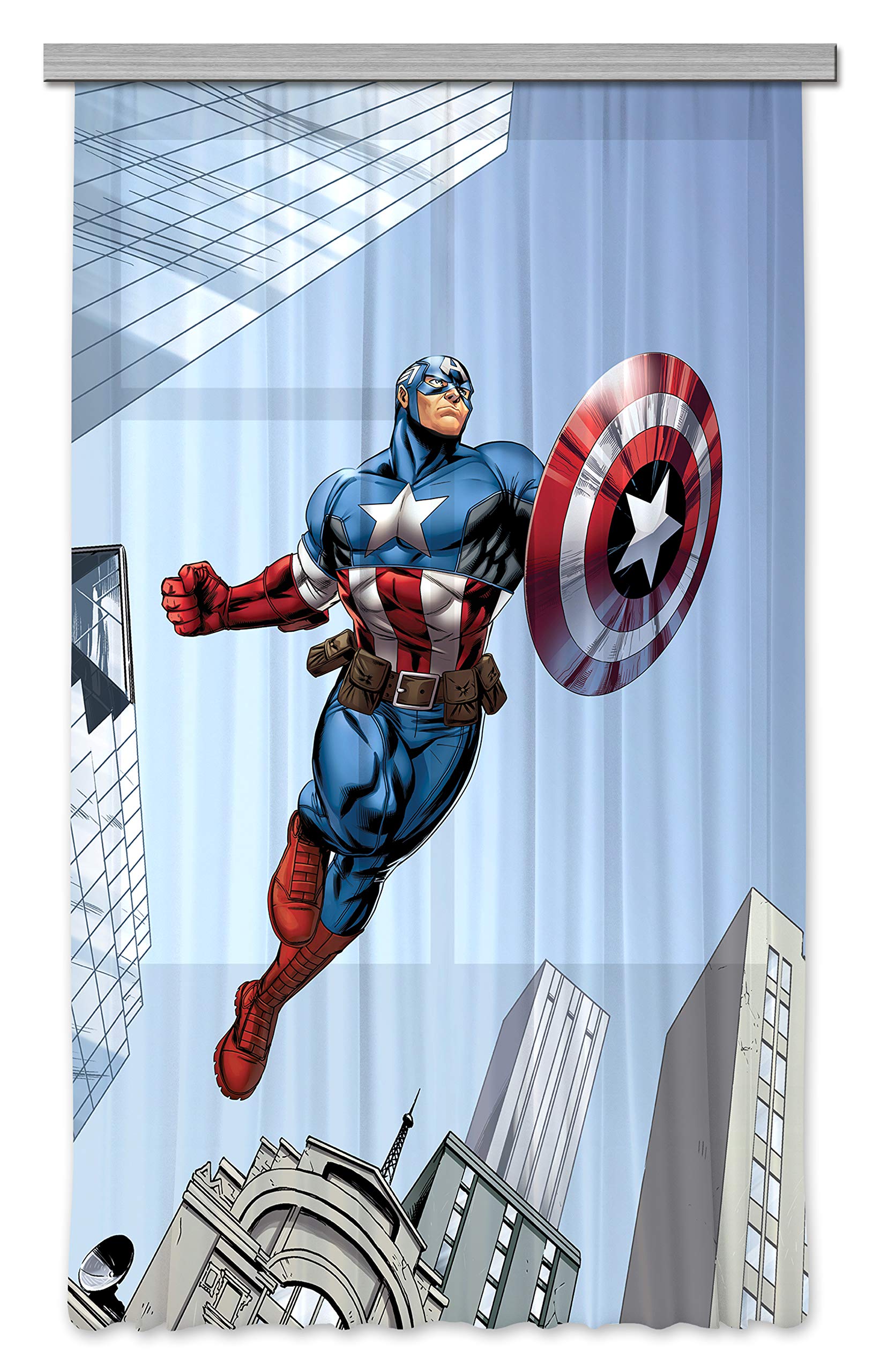 Marvel AG Design Curtains Avengers - Kids Curtains - 3D Photo Print - 140 x 245 cm/ 55 x 96, 5 Inches - 1 Part - FCSL 7127