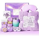 Birthday Gifts for Women, Self Care Get Well Soon Gift Baskets for Women, Lavender Relaxing Spa Gift Care Package w/ Blanket, Unique Valentines Day Gifts Idea for Her Wife Girlfriend Mom Friend Sister